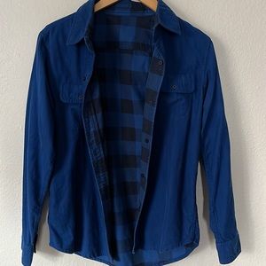 Reversible corduroy plaid button up xs/sm
